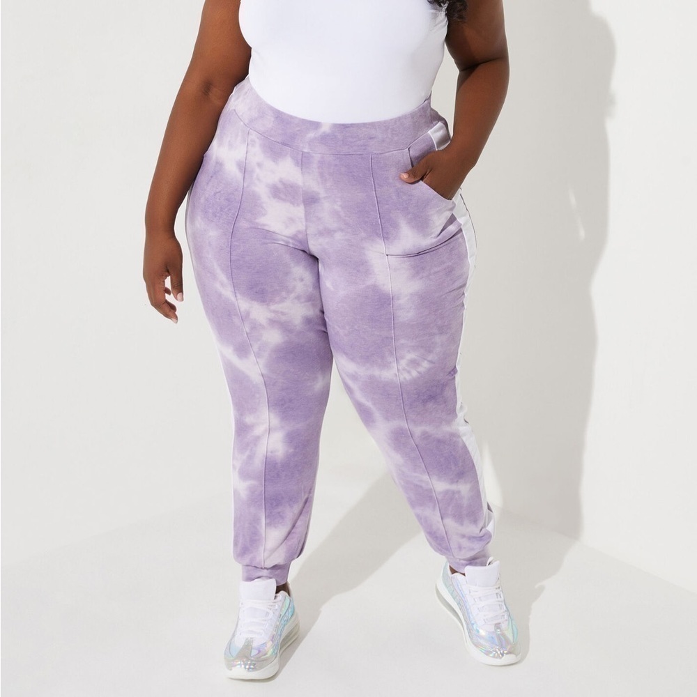 Ashley Stewart 26/28W (4X) Lavender Tie Dye French Terry Joggers (R32.10)